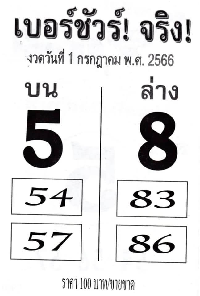 หวยเบอร์ชัวร์จริง